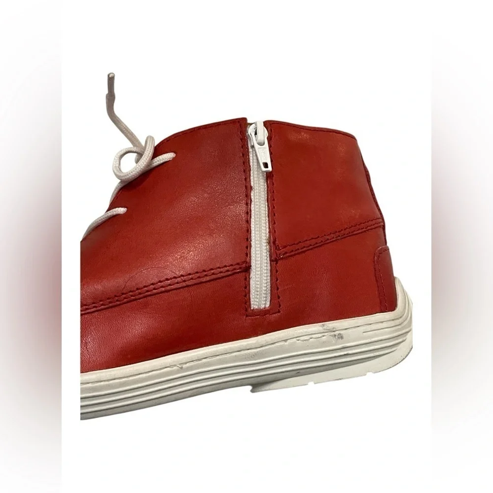Marc Joseph | Brownish Red Grainy Leather Preppy High Top Bootie Kids Unisex Sz5